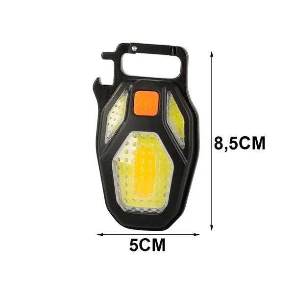 USB-tölthető COB LED kulcstartó lámpa 6 fény­móddal, sörnyitó, mágnes