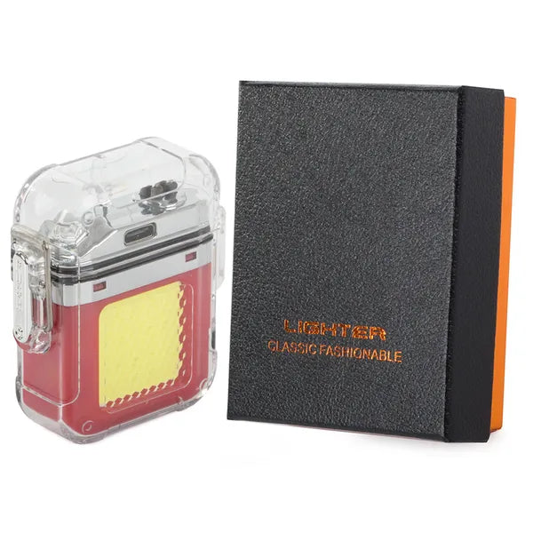 USB-tölthető plazma öngyújtó COB LED zseblámpával, vízálló, akkumulátoros