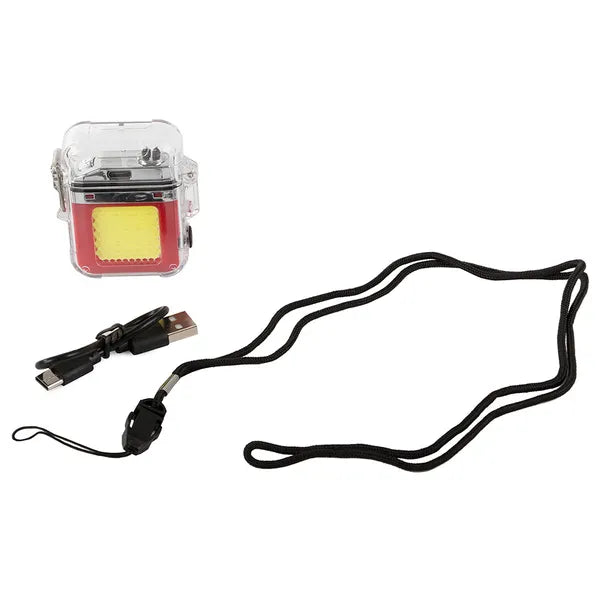 USB-tölthető plazma öngyújtó COB LED zseblámpával, vízálló, akkumulátoros