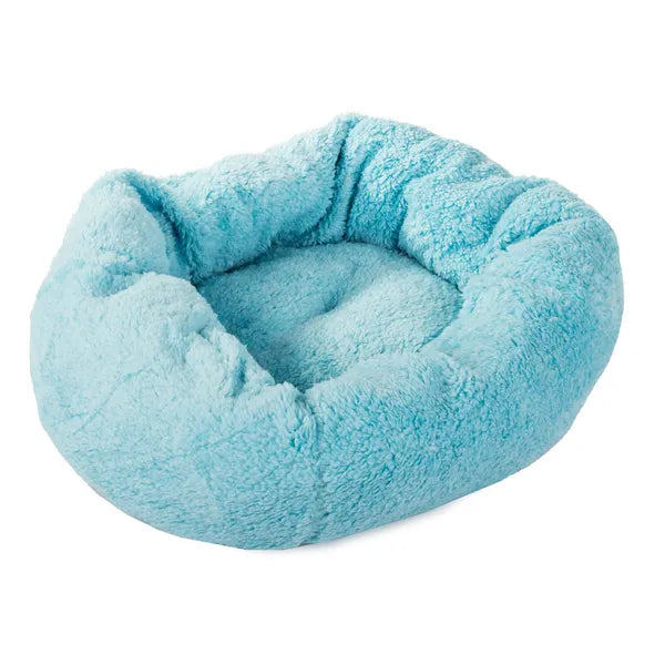 Puha plüss kerek kutya-macska fekhely levehető párnával, 50 cm