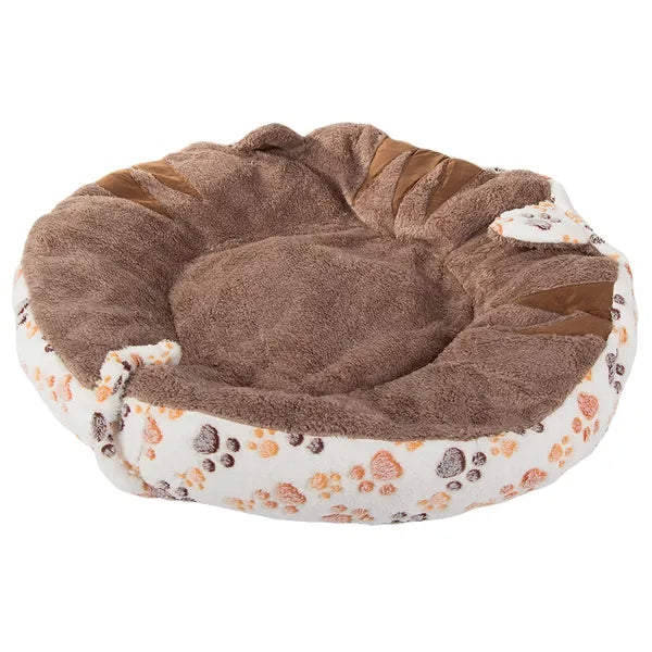Plüss kutya- és macskaágy, kerek, 60 cm, csúszásgátló vízálló alj