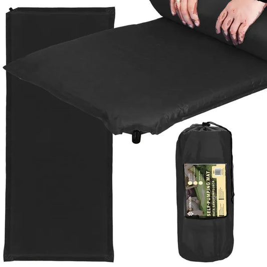 Önfelfújó kemping matrac, 180×50×5 cm, fekete, 1,5 kg, poliészter