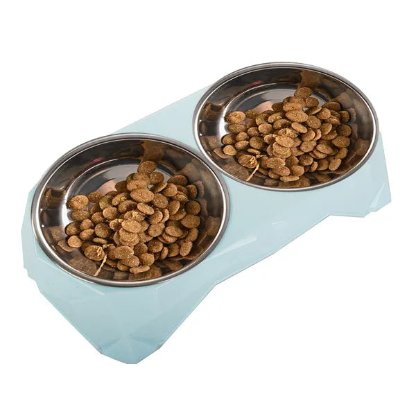 Dupla kutya/macskatál, kivehető rozsdamentes acél tálak, 2×350 ml