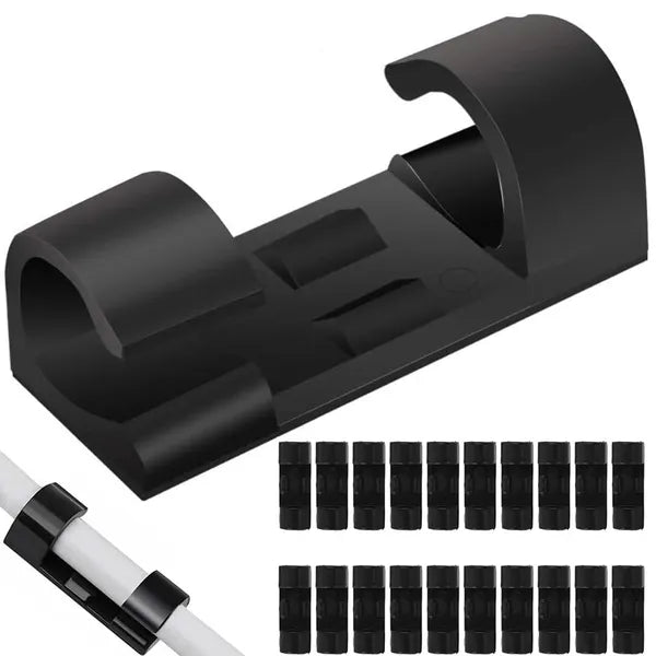 Öntapadós kábelrendező klipsz készlet, 20 db, max 7 mm kábelhez