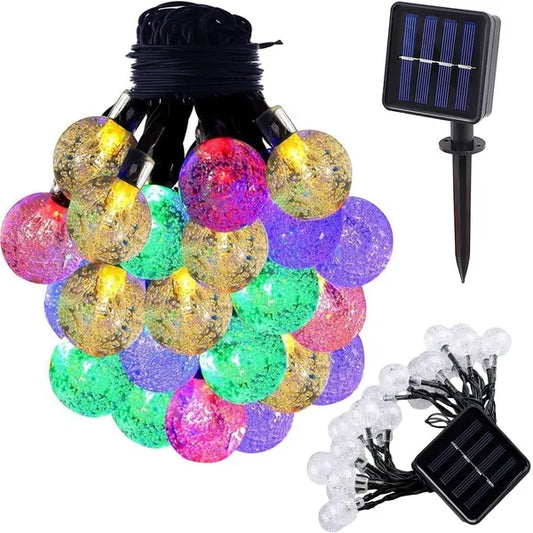 Napelemes kültéri fényfüzér, 20 színes LED, 4,5 m, IP65