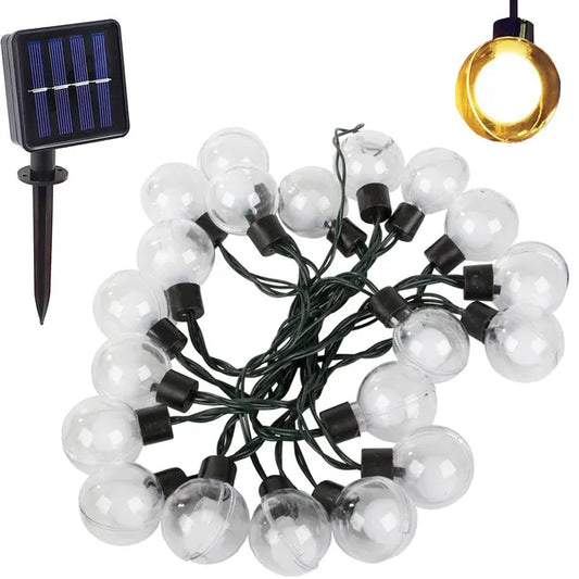 Napelemes kültéri fényfüzér 20 melegfehér LED-del, 3,8 m, 8 mód, IP44