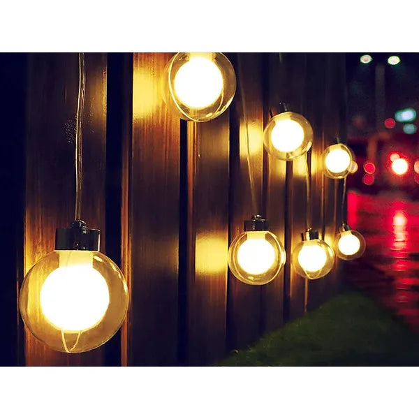 Napelemes kültéri fényfüzér 20 melegfehér LED-del, 3,8 m, 8 mód, IP44