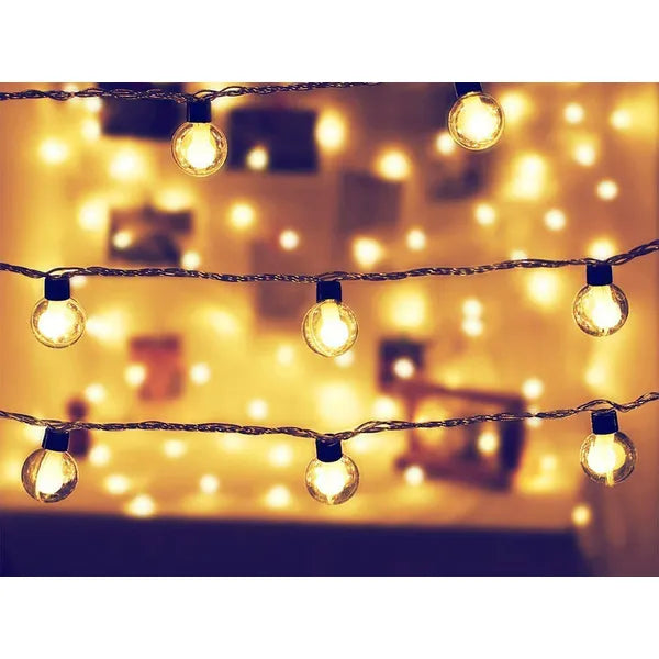 Napelemes kültéri fényfüzér 20 melegfehér LED-del, 3,8 m, 8 mód, IP44
