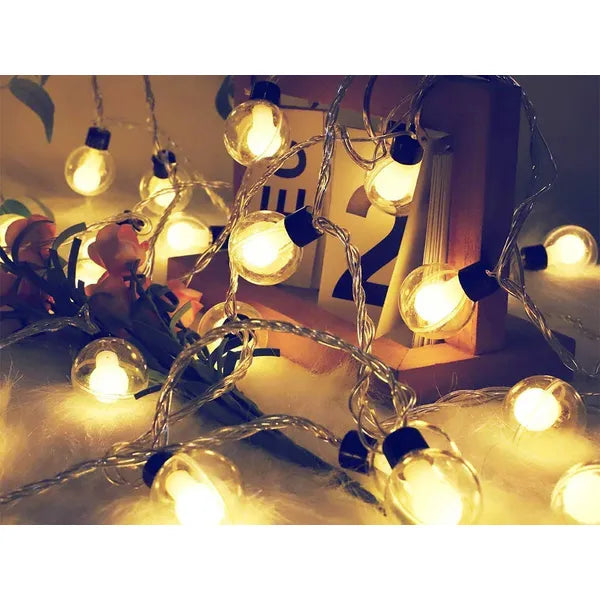 Napelemes kültéri fényfüzér 20 melegfehér LED-del, 3,8 m, 8 mód, IP44