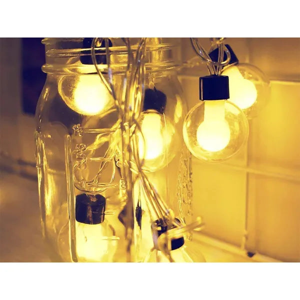 Napelemes kültéri fényfüzér 20 melegfehér LED-del, 3,8 m, 8 mód, IP44