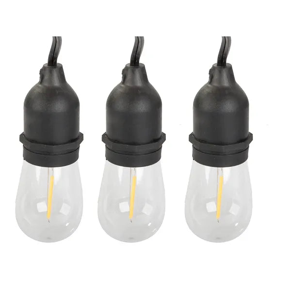 LED fényfüzér, 10 m, 10×E27 izzó, meleg fehér, IP44, kültéri