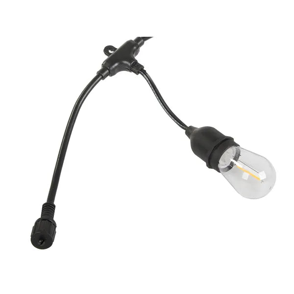 LED fényfüzér, 10 m, 10×E27 izzó, meleg fehér, IP44, kültéri