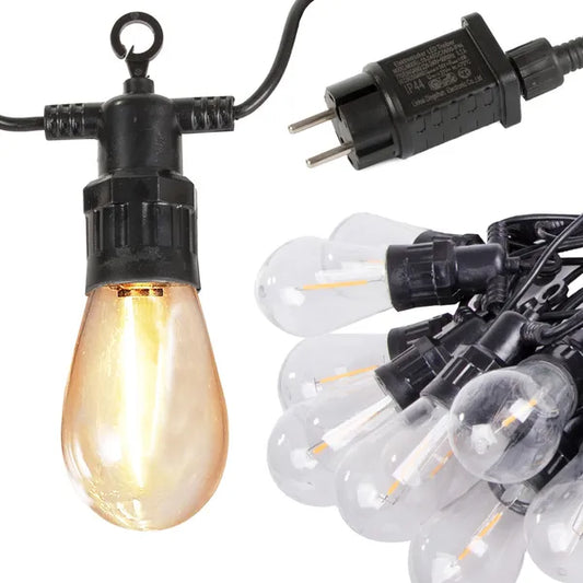 Kültéri LED fényfüzér 10 m, 10 izzó, meleg fehér, IP44