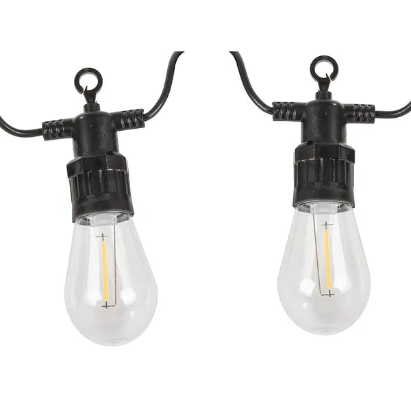 Kerti fényfüzér, 15 LED izzó, meleg fehér, IP44, 15 m