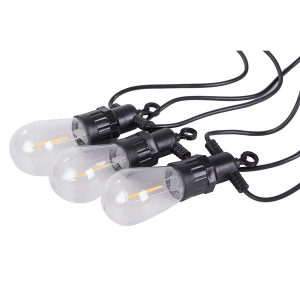 Kerti fényfüzér, 15 LED izzó, meleg fehér, IP44, 15 m