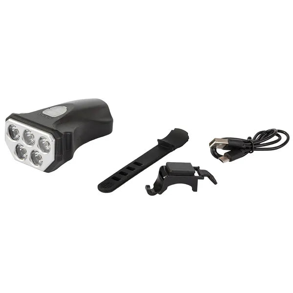 Első kerékpár lámpa 5 LED, USB-tölthető, IPX4 vízálló