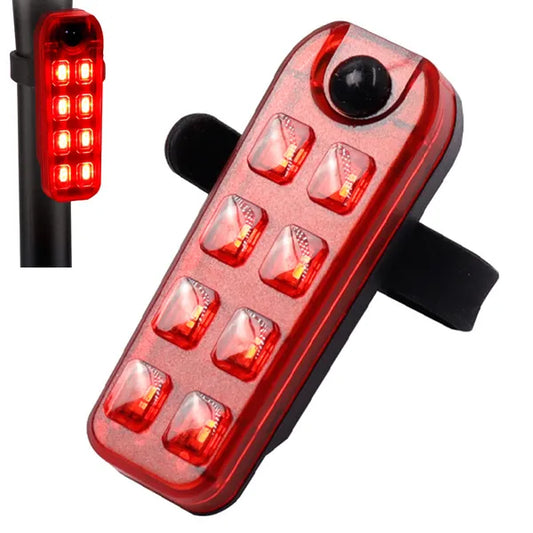 LED USB tölthető hátsó kerékpárlámpa, 5 üzemmód, vízálló, CE, piros
