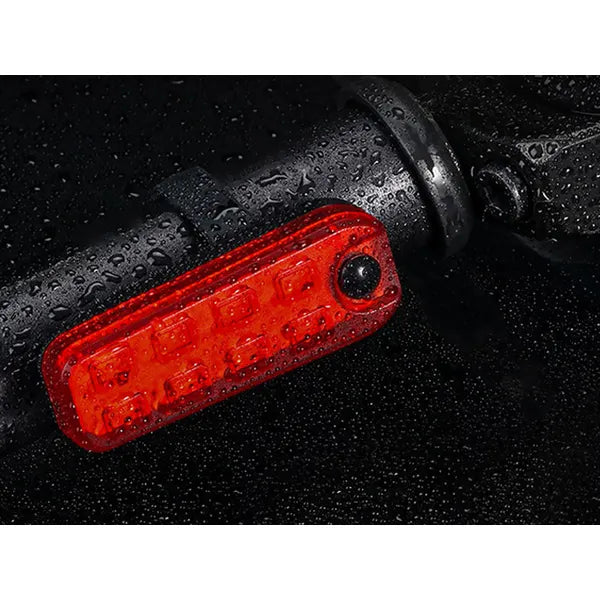 LED USB tölthető hátsó kerékpárlámpa, 5 üzemmód, vízálló, CE, piros