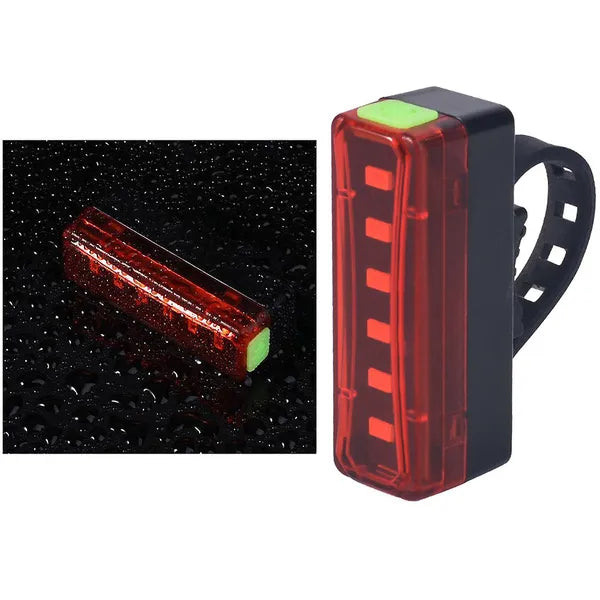 USB-tölthető hátsó kerékpár LED lámpa, piros fény, 4 mód, vízálló