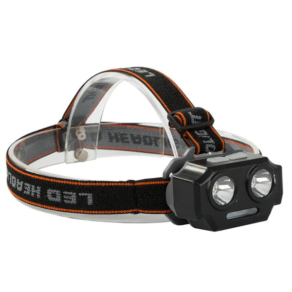 Akkumulátoros LED fejlámpa 2×XHP30 + 3×SMD, 500 m hatótáv, IPX4
