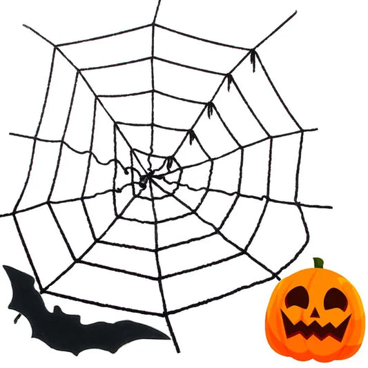 Mű pókháló dekoráció, fekete, 90×90 cm – Halloween partyhoz