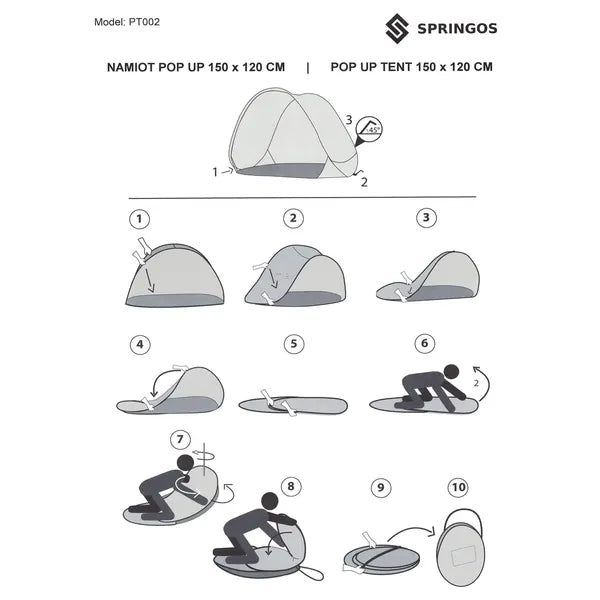 Springos pop-up strandsátor 150×120 cm UV50 védelemmel hordtáskával