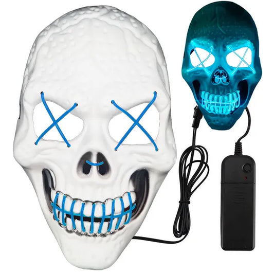 LED koponya maszk Halloween jelmezhez, 3 világítási mód, univerzális méret