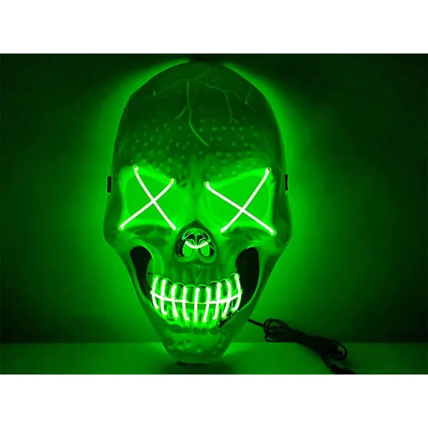 LED koponya maszk Halloween jelmezhez, 3 világítási mód, univerzális méret