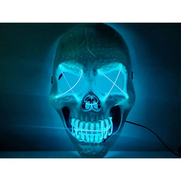 LED koponya maszk Halloween jelmezhez, 3 világítási mód, univerzális méret