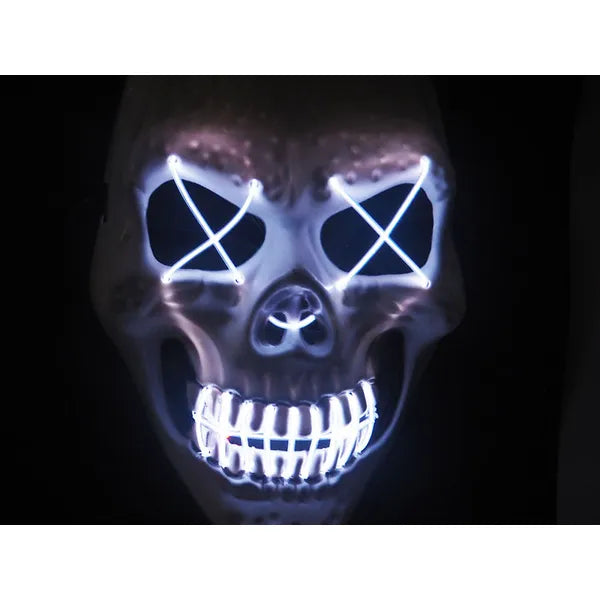 LED koponya maszk Halloween jelmezhez, 3 világítási mód, univerzális méret