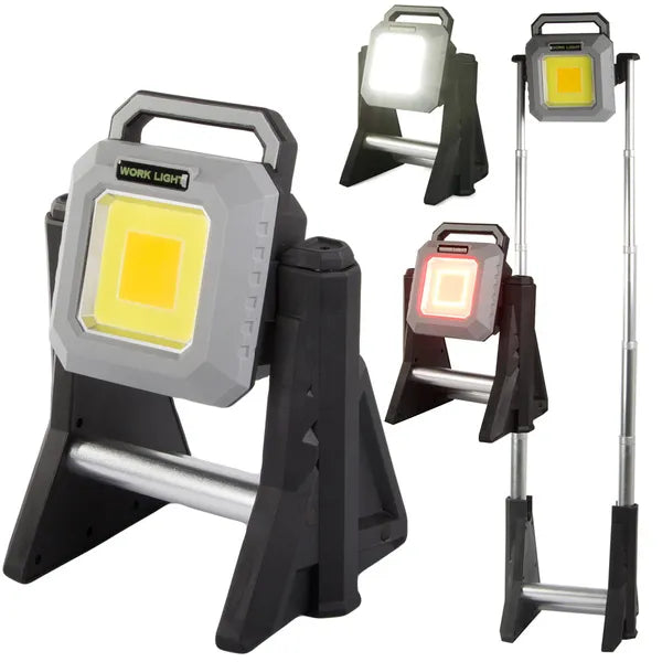 Újratölthető teleszkópos LED reflektor, 3000 lm, IP65, USB-C powerbank