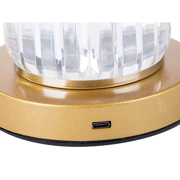 Kristályhatású LED éjjeli asztali lámpa, USB-akkus, érintős, 3 fényárnyalat