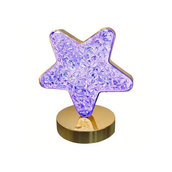 Csillag alakú kristály éjjeli lámpa RGB LED-del, USB-s akkumulátor