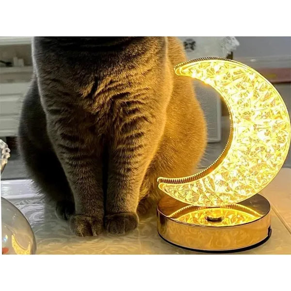 Kristály hold asztali lámpa RGB LED, USB-C tölthető 18 cm
