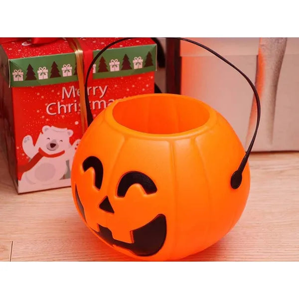 Halloween tök alakú cukorgyűjtő vödör 15×13 cm, narancssárga