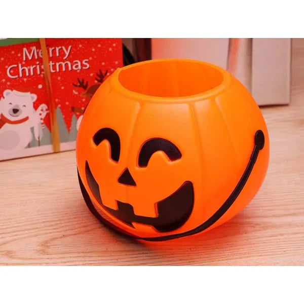 Halloween tök alakú cukorgyűjtő vödör 15×13 cm, narancssárga