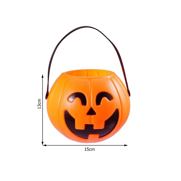 Halloween tök alakú cukorgyűjtő vödör 15×13 cm, narancssárga