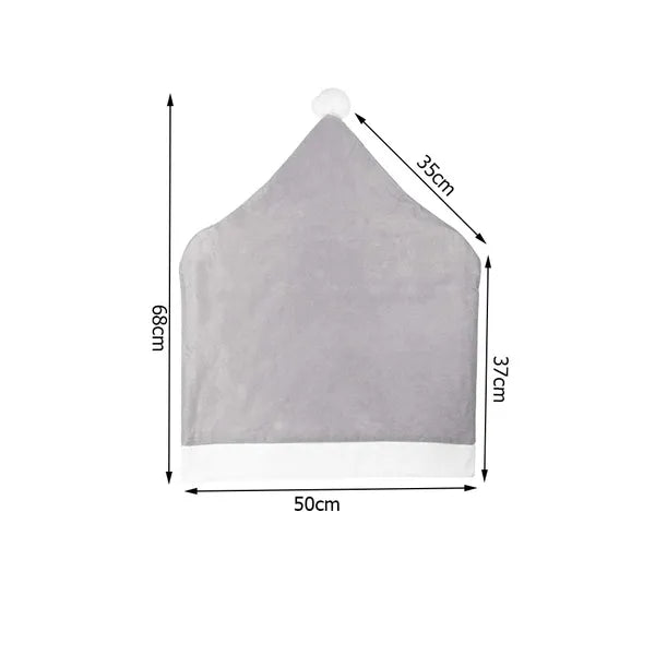 Karácsonyi szürke mikulássapka alakú székhuzat szett, 6 db, 50×68 cm