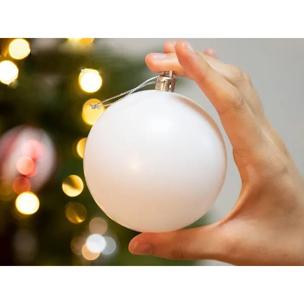 Fehér műanyag karácsonyfadísz gömb készlet, 8 cm, 20 db (10 matt, 10 csillám)