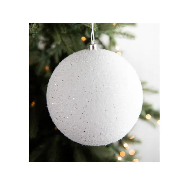 Fehér műanyag karácsonyfadísz gömb készlet, 8 cm, 20 db (10 matt, 10 csillám)