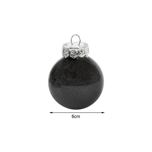 Fekete/átlátszó karácsonyi műanyag gömb szett 24 db, Ø 6 cm, törhetetlen