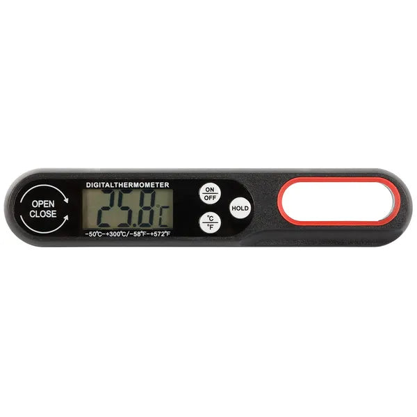 Digitális LCD maghőmérő, behajtható inox szonda, -50–300 °C, fekete