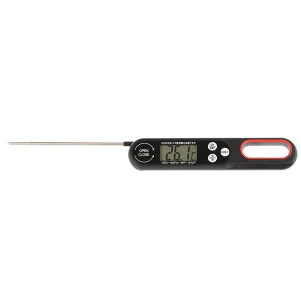 Digitális LCD maghőmérő, behajtható inox szonda, -50–300 °C, fekete