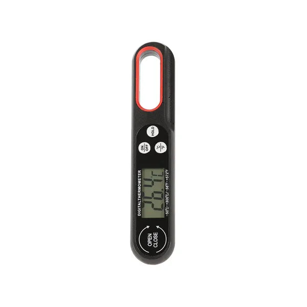 Digitális LCD maghőmérő, behajtható inox szonda, -50–300 °C, fekete