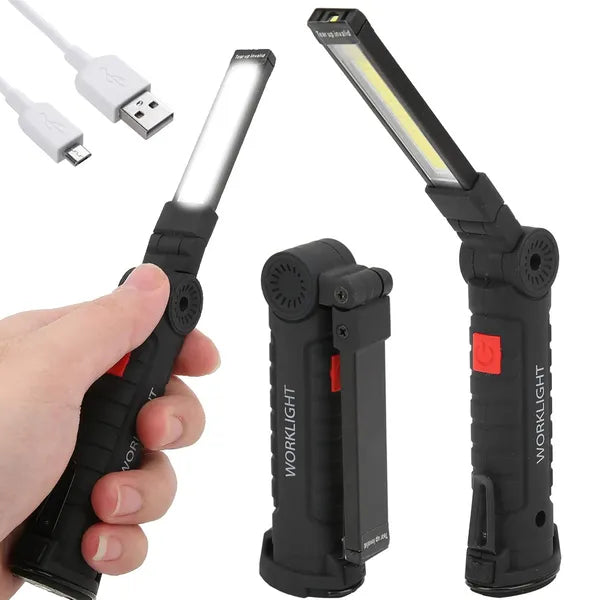 5 az 1-ben mágneses szerelőlámpa, COB LED, USB-s tölthető, kihajtható kar