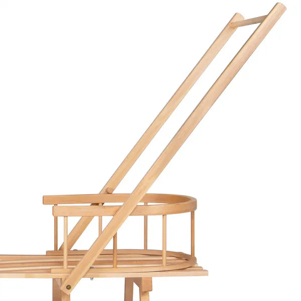 Lakkozott bükkfa szán tolókarral és levehető háttámlával, 90 cm