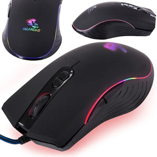 Vezetékes RGB gaming optikai egér 6000 DPI-ig, USB, laptop/PC