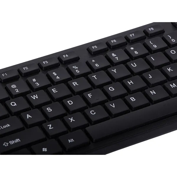 Vezeték nélküli fekete billentyűzet-egér szett, numerikus paddal, 2.4 GHz USB