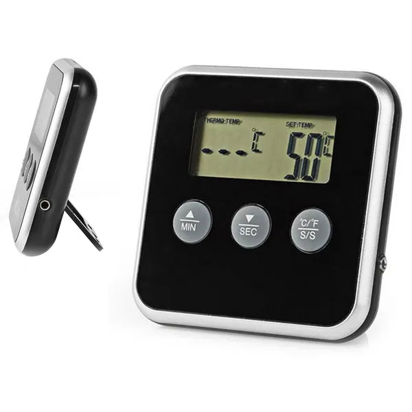 Digitális húshőmérő szondával, LCD kijelzővel, időzítővel, -50–250 °C