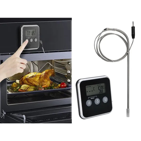 Digitális húshőmérő szondával, LCD kijelzővel, időzítővel, -50–250 °C